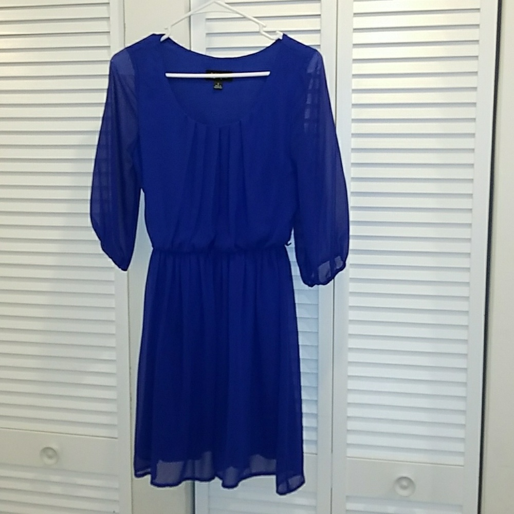 Short, royal blue chiffon dress